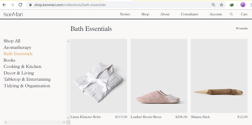 bath essentials Konmari